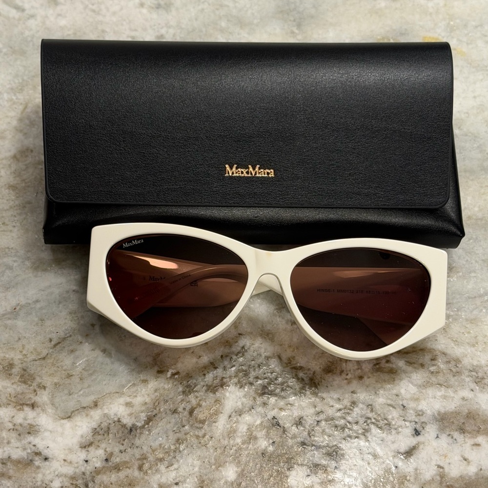 MaxMara Cream Cat Eye Sunglasses with Brown Lenses